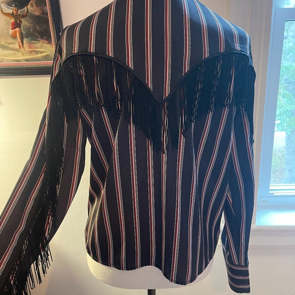 Mango Black & Red Striped Blouse (XS)